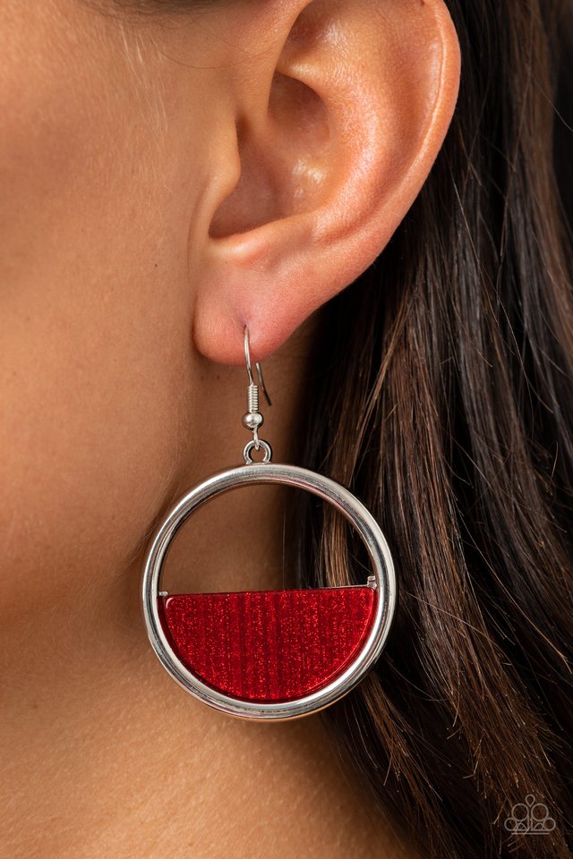 Stuck in Retrograde - Red - Paparazzi Earring Image