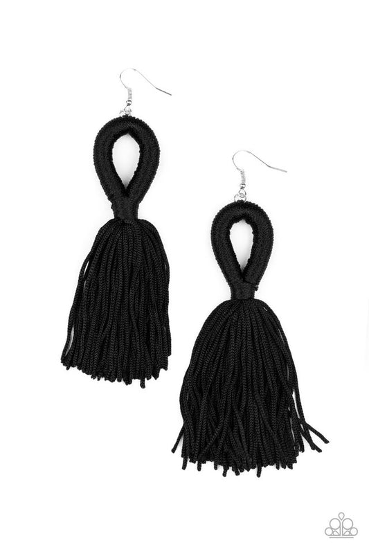 Tassels and Tiaras - Black - Paparazzi Earring Image
