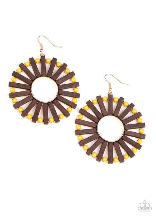 Solar Flare - Yellow - Paparazzi Earring Image