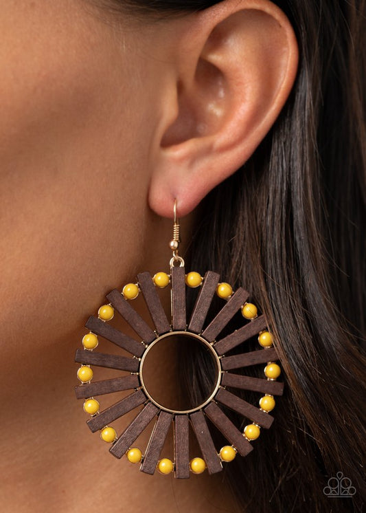 Solar Flare - Yellow - Paparazzi Earring Image