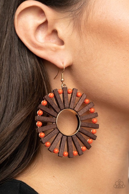 Solar Flare - Orange - Paparazzi Earring Image