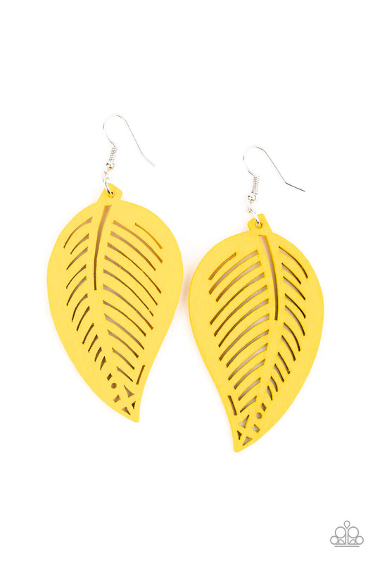 Paparazzi Earring ~ Tropical Foliage - Yellow