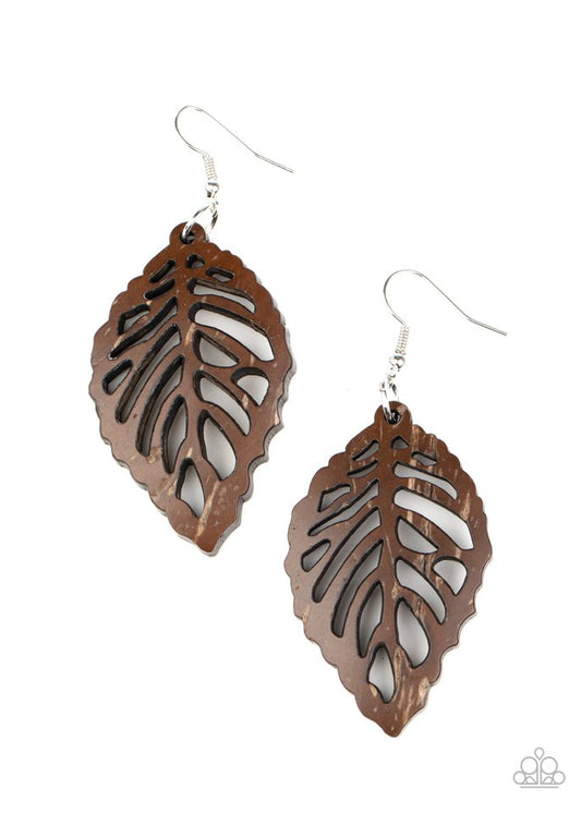 LEAF Em Hanging - Brown - Paparazzi Earring Image