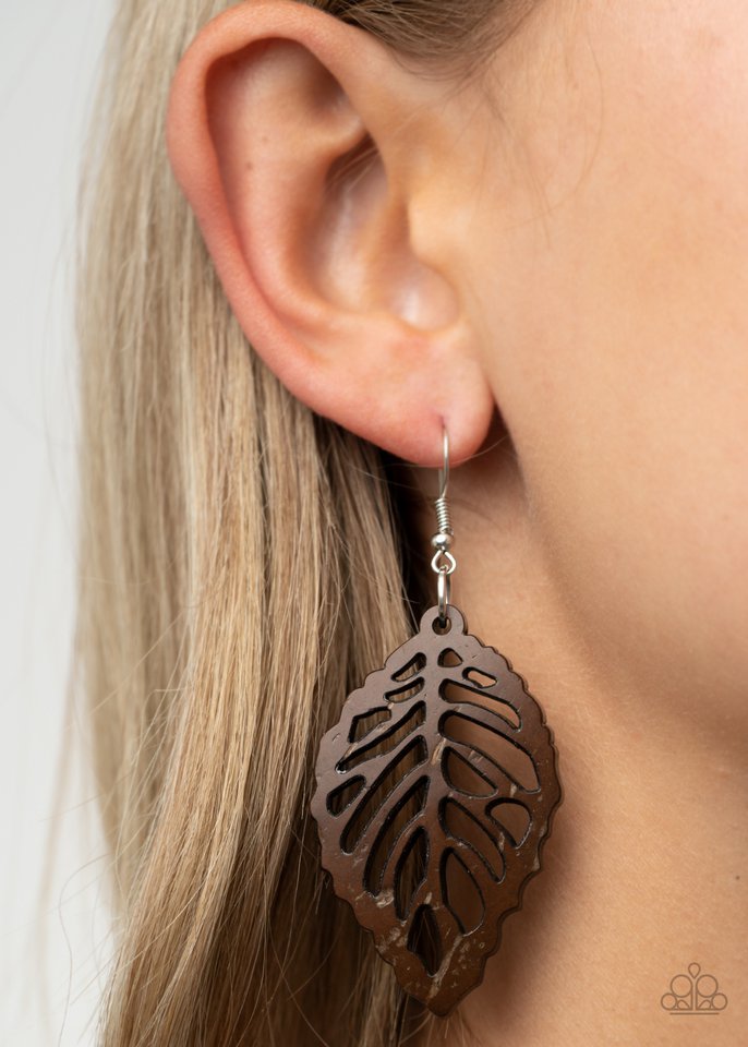 LEAF Em Hanging - Brown - Paparazzi Earring Image