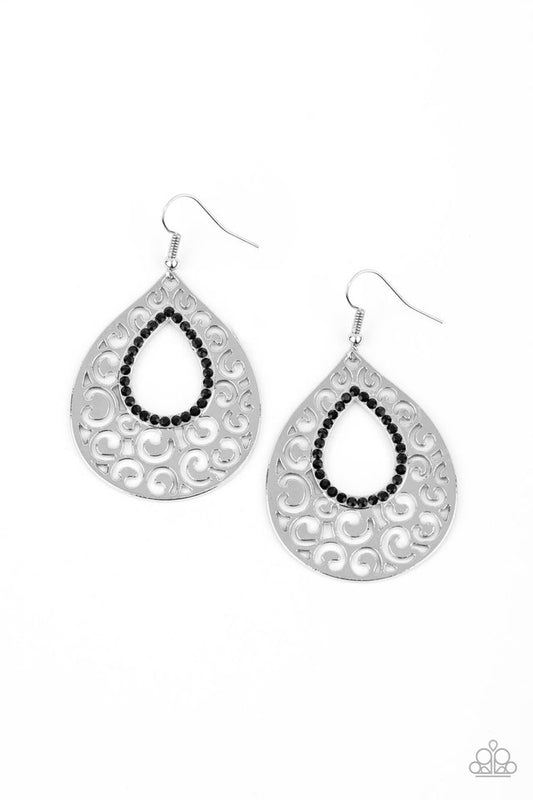 Airy Applique - Black - Paparazzi Earring Image