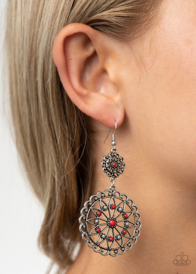 Beaded Brilliance - Red - Paparazzi Earring Image