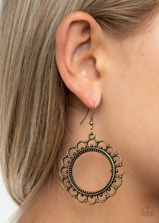 Sun Lounge - Brass - Paparazzi Earring Image