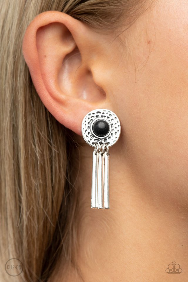 Desert Amulet - Black - Paparazzi Earring Image