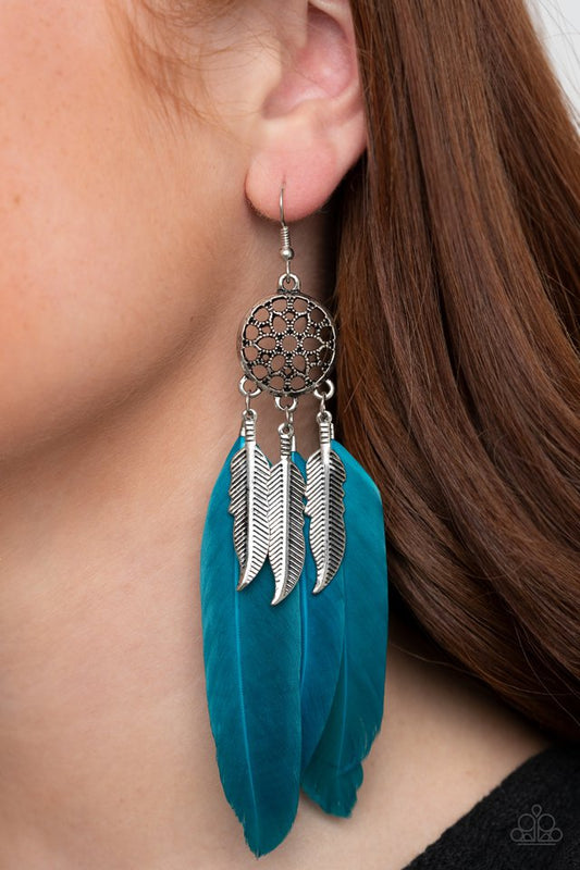 In Your Wildest DREAM-CATCHERS - Blue - Paparazzi Earring Image