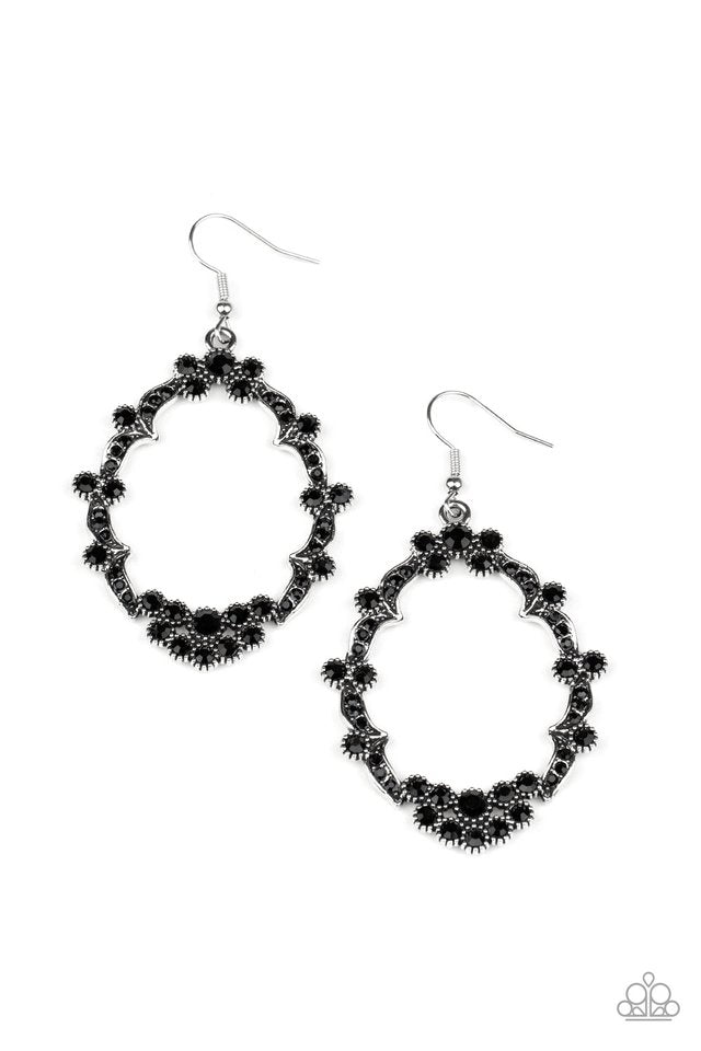 Sparkly Status - Black - Paparazzi Earring Image