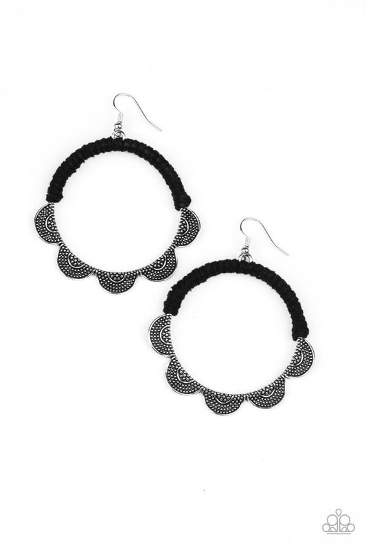 Tambourine Trend - Black - Paparazzi Earring Image