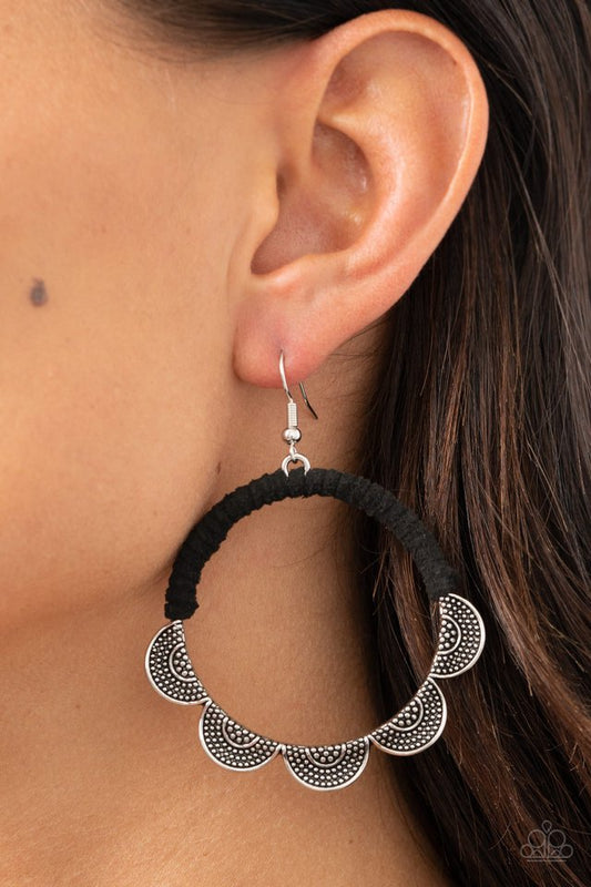 Tambourine Trend - Black - Paparazzi Earring Image