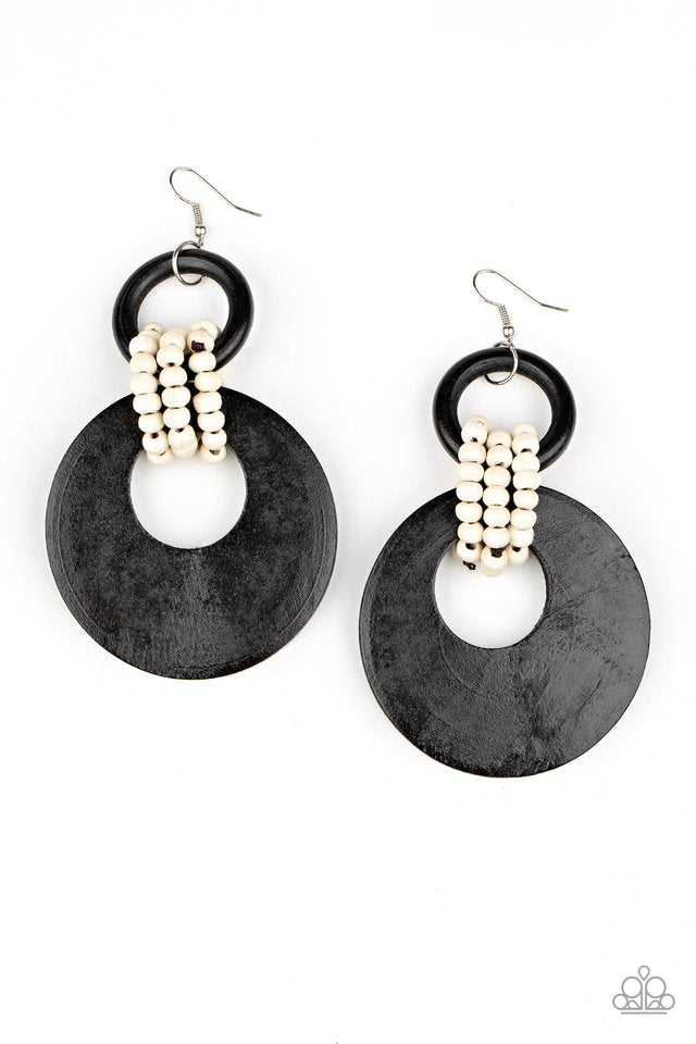 Beach Day Drama - Black - Paparazzi Earring Image