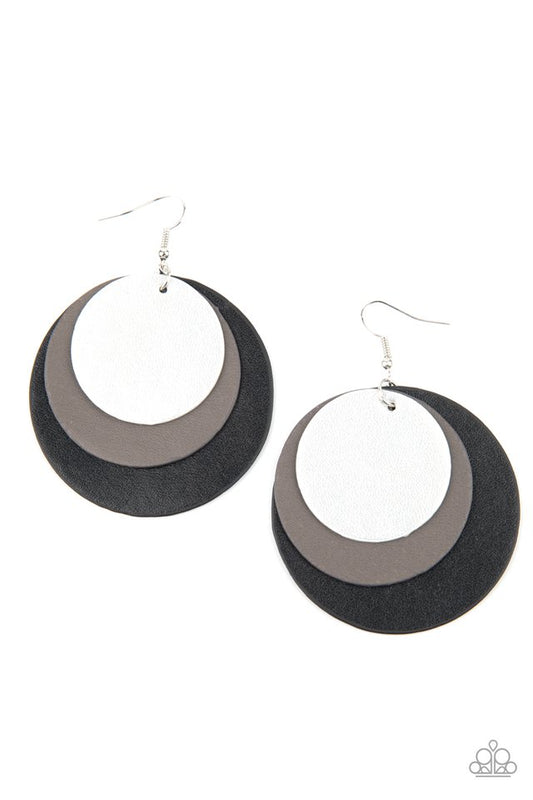 LEATHER Forecast - Black - Paparazzi Earring Image