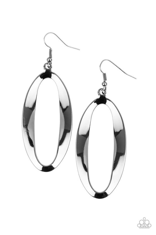 OVAL My Head - Black - Paparazzi Earring Image