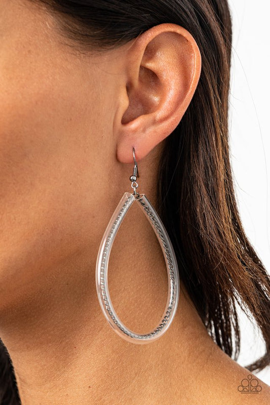 Just ENCASE You Missed It - Black - Paparazzi Earring Image