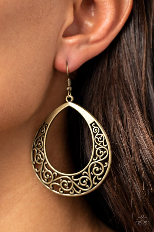 Vineyard Venture - Brass - Paparazzi Earring Image