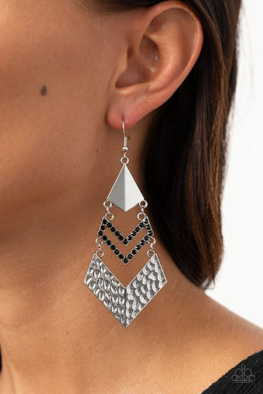 Work Hazard - Black - Paparazzi Earring Image