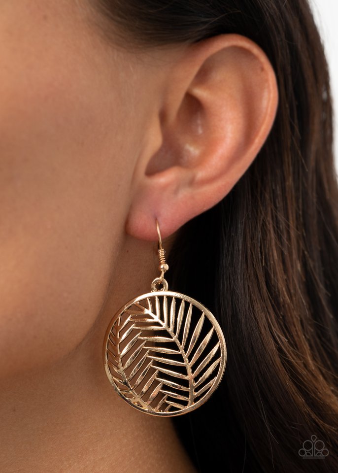 Palm Perfection - Gold - Paparazzi Earring Image