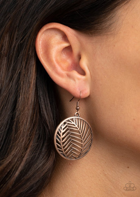 Palm Perfection - Copper - Paparazzi Earring Image