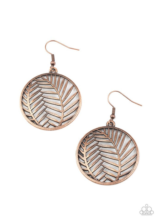 Palm Perfection - Copper - Paparazzi Earring Image