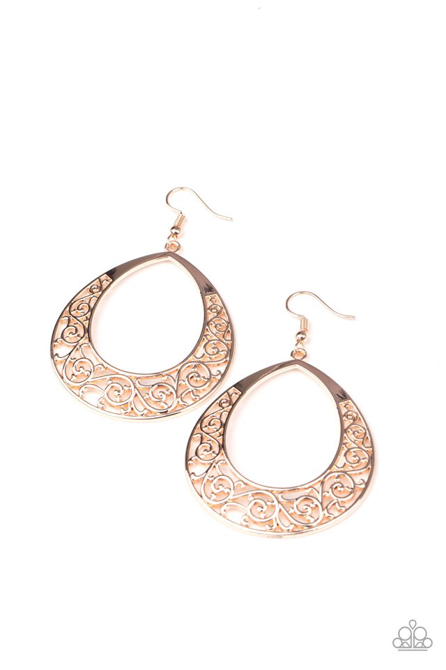 Vineyard Venture - Rose Gold - Paparazzi Earring Image