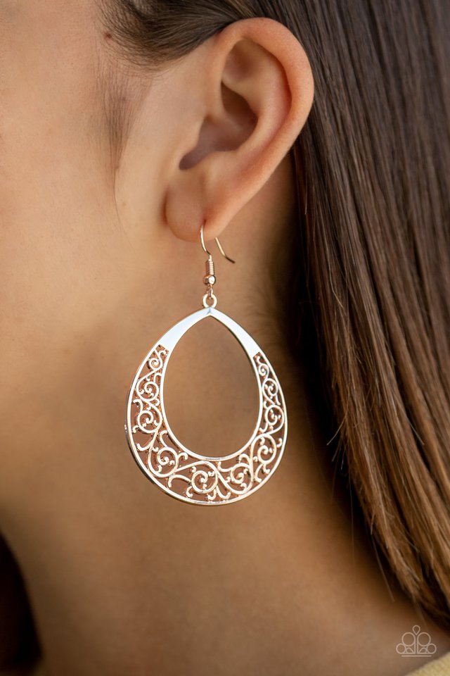 Vineyard Venture - Rose Gold - Paparazzi Earring Image