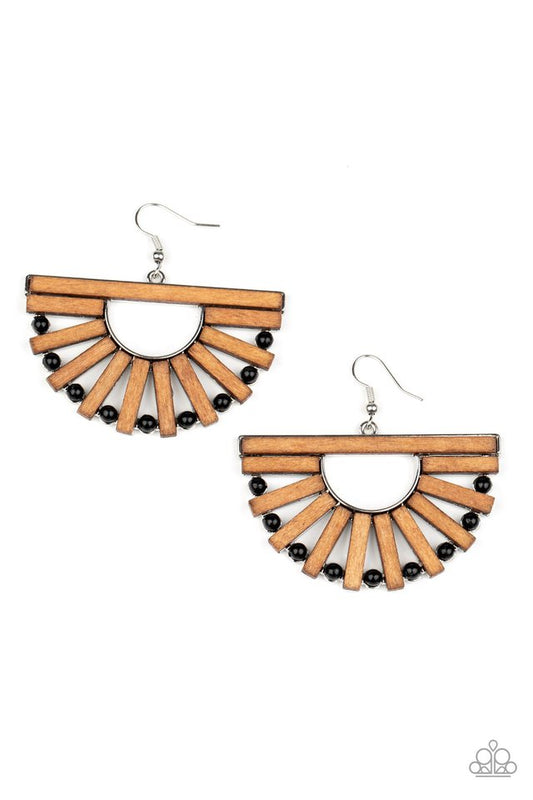 Wooden Wonderland - Black - Paparazzi Earring Image