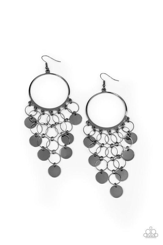 Take a CHIME Out - Black - Paparazzi Earring Image