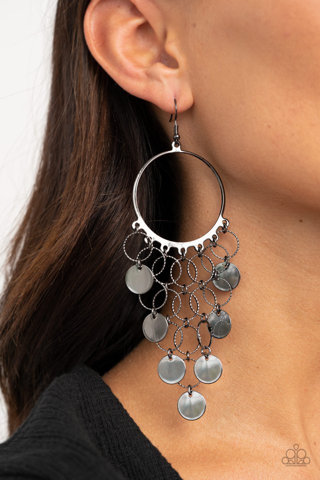 Take a CHIME Out - Black - Paparazzi Earring Image