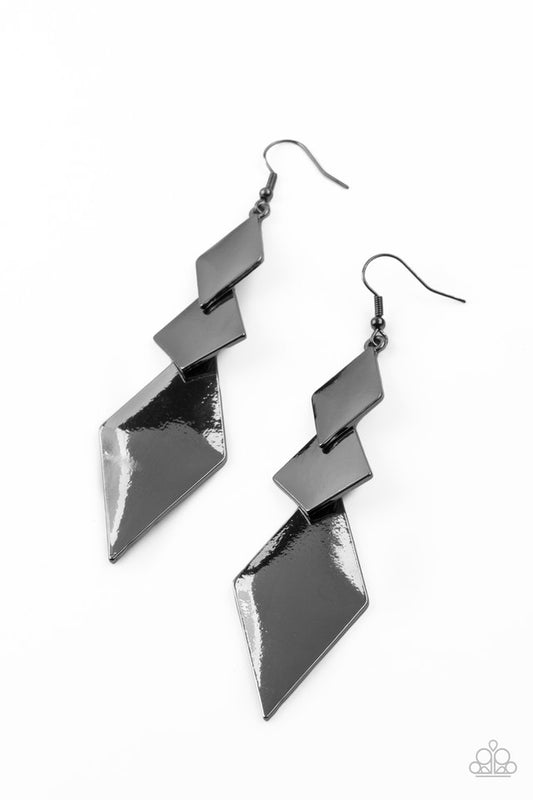 Danger Ahead - Black - Paparazzi Earring Image