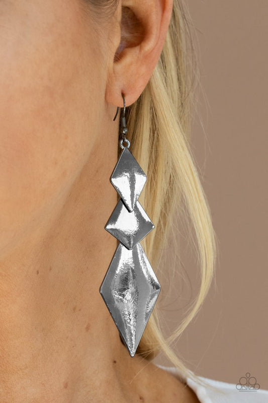 Danger Ahead - Black - Paparazzi Earring Image