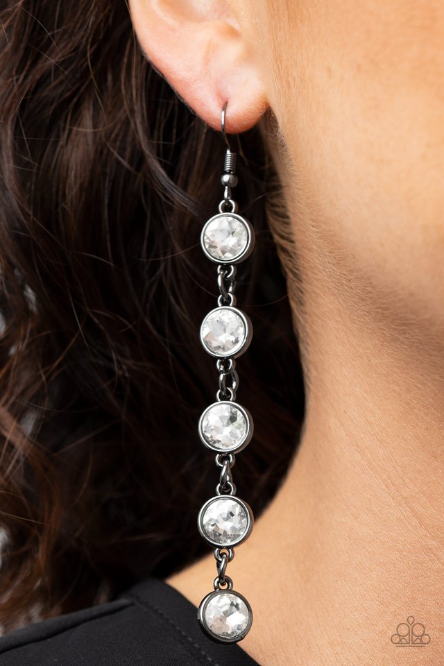 Trickle Down Twinkle - Black - Paparazzi Earring Image