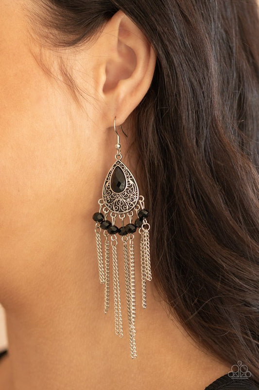 Floating on HEIR - Black - Paparazzi Earring Image