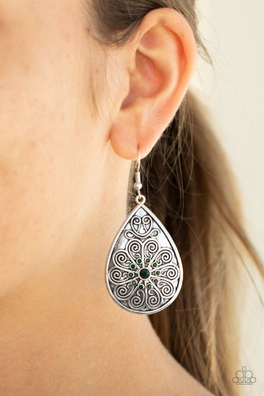 Banquet Bling - Green - Paparazzi Earring Image