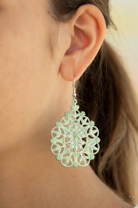 Floral Affair - Green - Paparazzi Earring Image