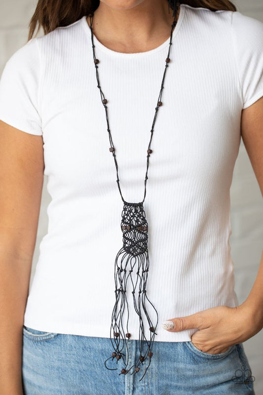 Macrame Majesty - Black - Paparazzi Necklace Image