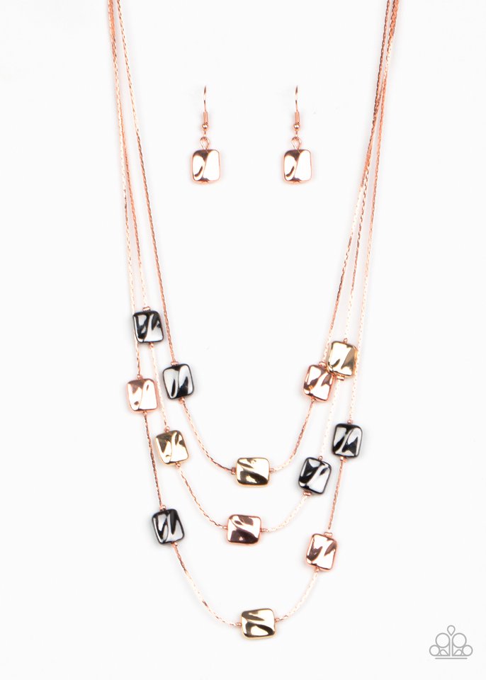 Downtown Reflections - Copper - Paparazzi Necklace Image