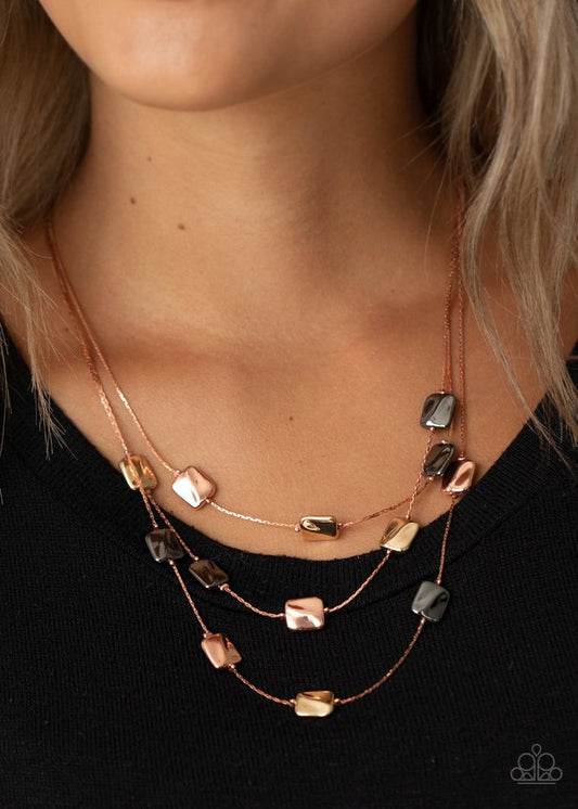 Downtown Reflections - Copper - Paparazzi Necklace Image