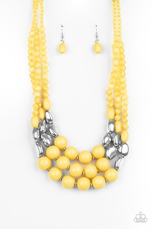 Flamingo Flamboyance - Yellow - Paparazzi Necklace Image