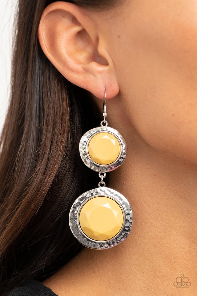 Thrift Shop Stop - Yellow - Paparazzi Earring Image