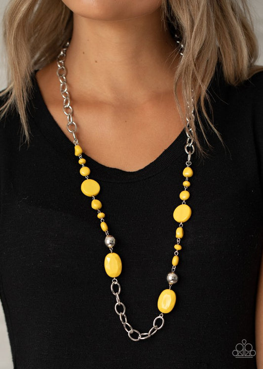 When I GLOW Up - Yellow - Paparazzi Necklace Image