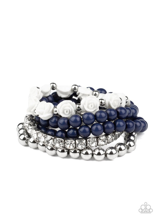 Rose Garden Grandeur - Blue - Paparazzi Bracelet Image