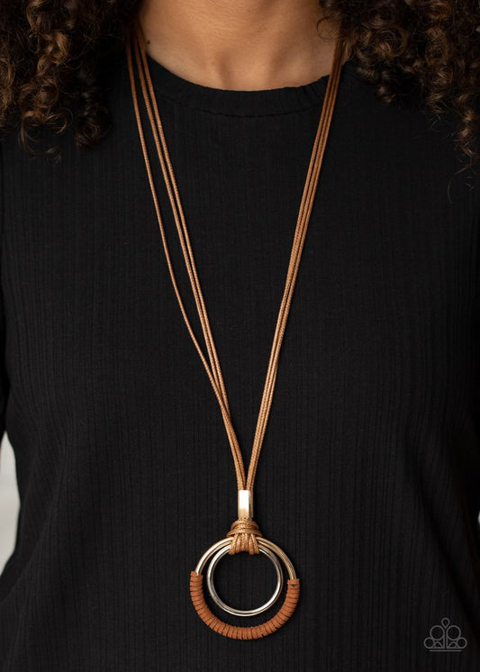 Elliptical Essence - Brown - Paparazzi Necklace Image
