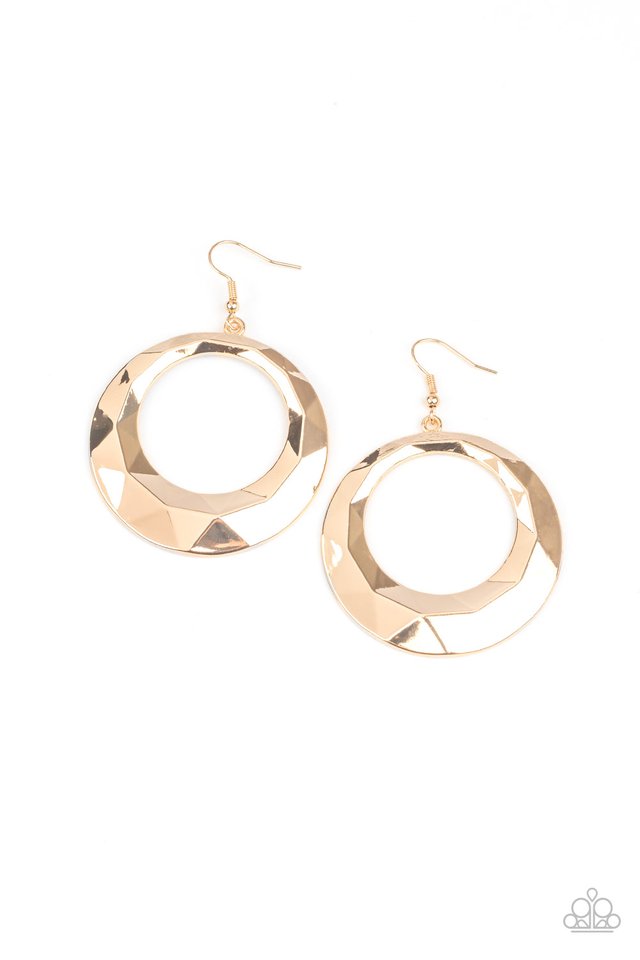 Fiercely Faceted - Gold - Paparazzi Earring Image