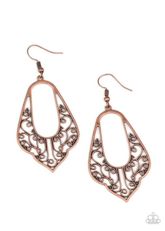 Grapevine Glamour - Copper - Paparazzi Earring Image