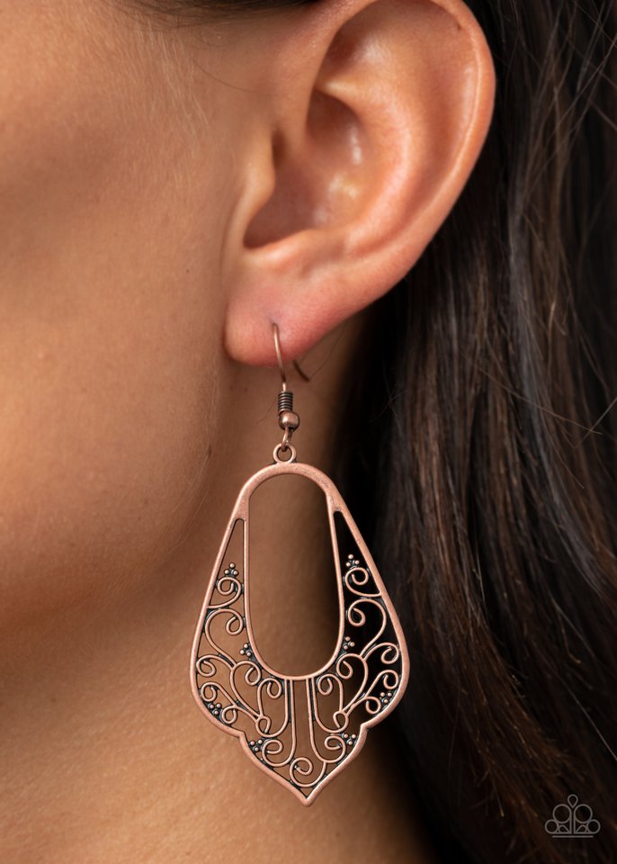 Grapevine Glamour - Copper - Paparazzi Earring Image