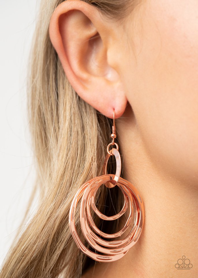 Ringing Radiance - Copper - Paparazzi Earring Image