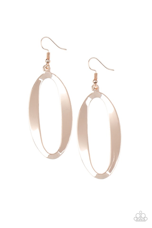 OVAL My Head - Rose Gold - Paparazzi Earring Image