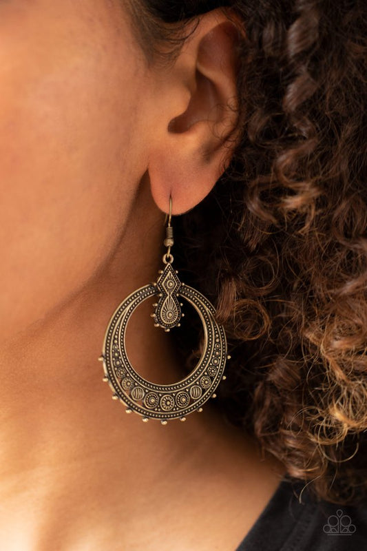 Solar Orbit - Brass - Paparazzi Earring Image